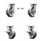 Service Caster 6 Inch Kingpinless V Groove Semi Steel Wheel Caster Swivel Locks 2 Brakes, 2PK SCC-KP30S620-VGR-BSL-2-SLB-2 - alternate 1